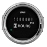 MEDIDOR HORÓMETRO REDONDO 2" 12-24V ELÉCTRICO DC TABLERO NEGRO-ARO CROMADO