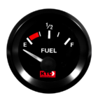 MEDIDOR COMBUSTIBLE (GASOLINA) ELÉCTRICO 2" UNIVERSAL TABLERO NEGRO-ARO NEGRO