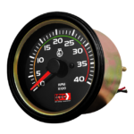 MEDIDOR TACÓMETRO DIESEL ELÉCTRICO 0-4000RPM 3 34" 12-24V TABLERO NEGRO-ARO NEGRO