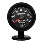 TACÓMETRO DIESEL ELÉCTRICO 0-6000RPM 2" (NPR-NKR-MAZDA T-DAIHATSU) TABLERO NEGRO-ARO NEGRO