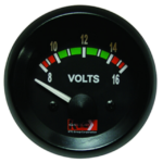 VOLTÍMETRO 12V 2" 52MM TABLERO NEGRO-ARO NEGRO (8-16V)