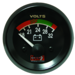 VOLTÍMETRO 24V 2" 52MM TABLERO NEGRO-ARO NEGRO (18-32V)