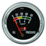 MEDIDOR ACEITE MECÁNICO 80L 2" 0 - 80 PSI TABLERO NEGRO-ARO CROMADO