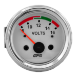 VOLTÍMETRO 12V 2" 52MM TABLERO BLANCO-ARO CROMADO (8-16V)
