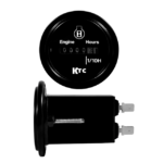 MEDIDOR HORÓMETRO ELÉCTRICO REDONDO 2" 12-24V TABLERO NEGRO-ARO NEGRO