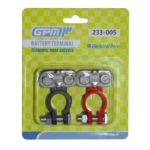 BORNE BATERÍA TIPO CARRETERA ROJO Y NEGRO ZINC 18MM 115G SET 2PCS- EMPAQUE BLISTER