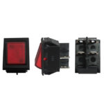 SWITCH BALANCÍN 1 GOLPE ON-OFF 4P TECLA RECTANGULAR ROJA PILOTO 12V-20AMP 3X2.4CM