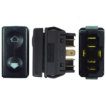 SWITCH ELEVAVIDRIOS TIPO SPAL 6P FLECHA EN RELIEVE A LOS LADOS ILUMINADO SIN MARCO 12V 5AMP