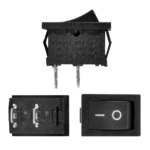 SWITCH BALANCÍN 1 GOLPE ON-OFF 2P SPST  TECLA NEGRA PEQUEÑO 2X1.3CM 12V-10AMP