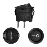 SWITCH BALANCÍN 1 GOLPE ON-OFF 2P TECLA REDONDA NEGRA 12V-35AMP 2CM