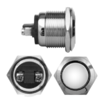 SWITCH START/PITO HEXAGONAL 2P (ON)-OFF METÁLICO PLANO (O19MM) 12V-4AMP