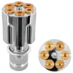 ENCENDEDOR DE CIGARRILLO UNIVERSAL EN FORMA DE TAMBOR DE REVOLVER ALUMINIO CROMADO
