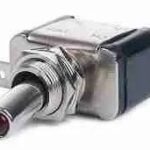 SWITCH CODILLO 1 GOLPE ON-OFF 3P 12V 25AMP METÁLICO  PILOTO ROJO  (O12.2MM)