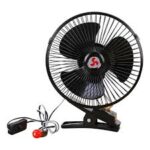 VENTILADOR METÁLICO OSCILANTE CON ASPAS EN PLÁSTICO CLIP 6” Y ENCENDEDOR 12V