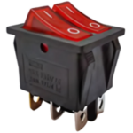 SWITCH BALANCÍN 2 BOTONES 1 GOLPE ON-OFF TECLA RECTANGULARES ROJAS 6P 12V 15A 250V AC-20A 125V