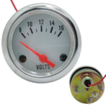 VOLTÍMETRO 12V 2" 52MM TABLERO BLANCO-ARO NEGRO (9-17V)