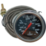 MEDIDOR TRIPLE (AMPERIMETRO 50-50 - ACEITE 0-80PSI-TEMPERATURA 100°-220°) TABLERO NEGRO - ARO CROMADO - SOPORTE CROMADO