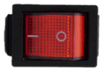 SWITCH BALANCÍN 1 GOLPE ON-OFF 4P TECLA RECTANGULAR PEQUEÑA  ROJA PILOTO 2X1.5CM